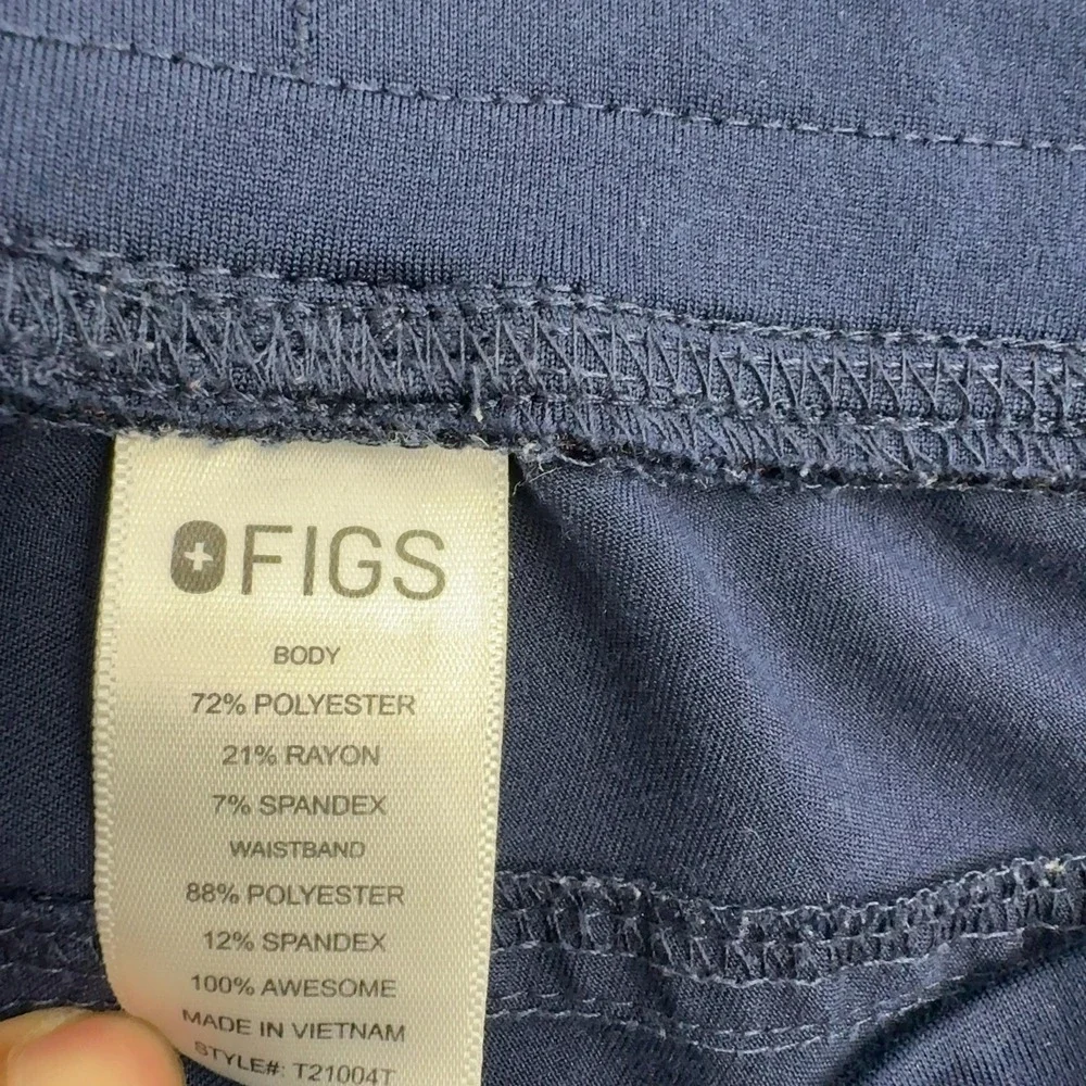 Figs Scrub Pants Mens‎ 39 Navy Blue Polyester Rayon Spandex Cargo Drawstring